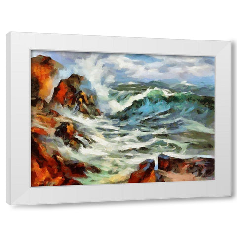 Waves in Storm III White Modern Wood Framed Art Print by Medeiros, Celito