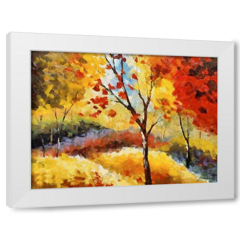 A Tree with red Leaves II White Modern Wood Framed Art Print by Medeiros, Celito