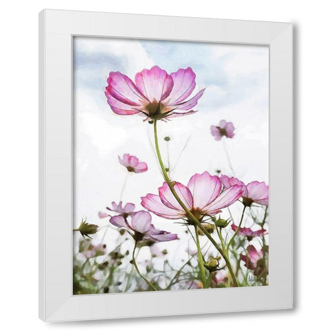 Pink light Flower White Modern Wood Framed Art Print by Medeiros, Celito