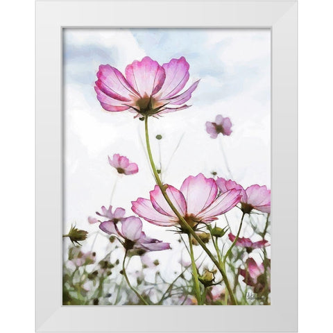 Pink light Flower White Modern Wood Framed Art Print by Medeiros, Celito