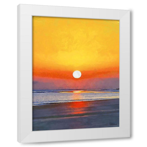 Golden Sunset III White Modern Wood Framed Art Print by Medeiros, Celito