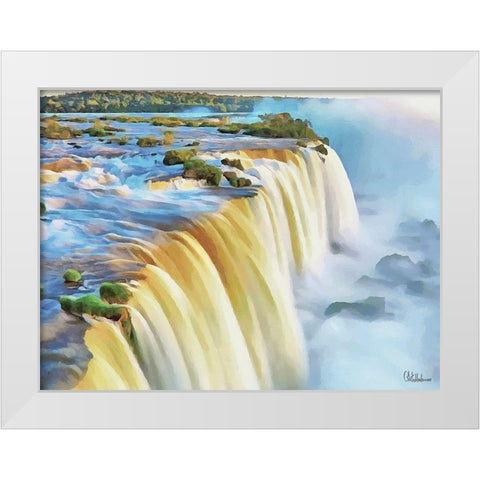 Iguazu Watterfalls White Modern Wood Framed Art Print by Medeiros, Celito