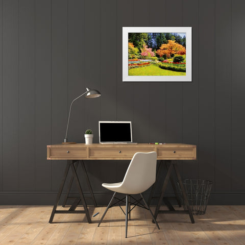 Beautiful Garden V White Modern Wood Framed Art Print by Medeiros, Celito