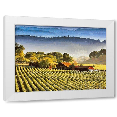 Wineyards White Modern Wood Framed Art Print by Medeiros, Celito
