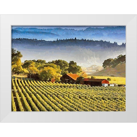 Wineyards White Modern Wood Framed Art Print by Medeiros, Celito