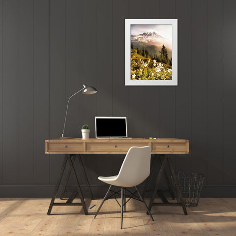 White Flowers in the Alps White Modern Wood Framed Art Print by Medeiros, Celito