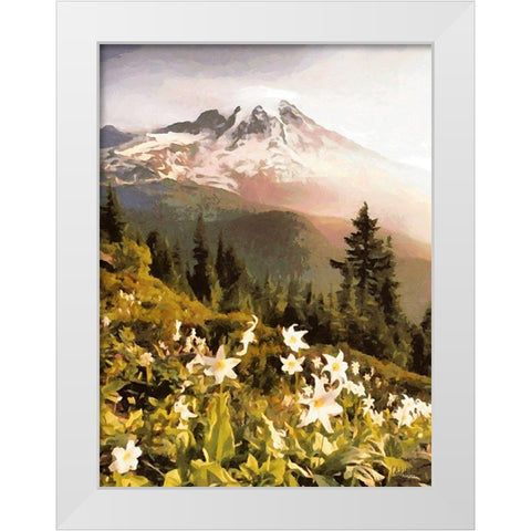 White Flowers in the Alps White Modern Wood Framed Art Print by Medeiros, Celito
