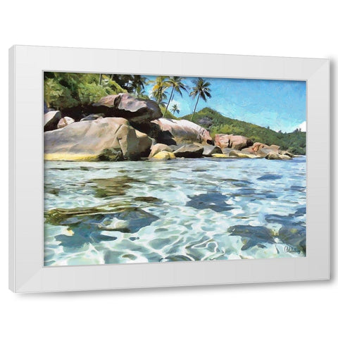 Rock on Seychelles White Modern Wood Framed Art Print by Medeiros, Celito
