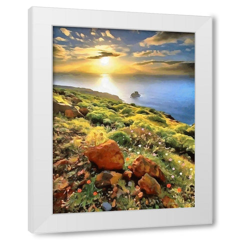 Romantic Sunset over the Shore White Modern Wood Framed Art Print by Medeiros, Celito