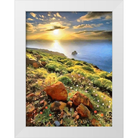 Romantic Sunset over the Shore White Modern Wood Framed Art Print by Medeiros, Celito