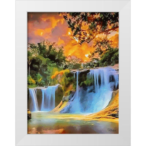 Amazing Watterfall I White Modern Wood Framed Art Print by Medeiros, Celito