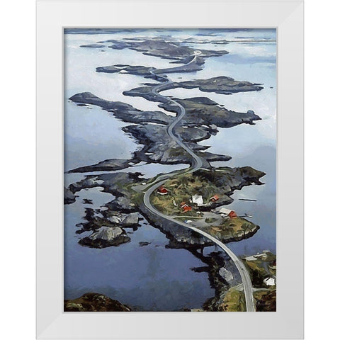Great Street in Norway White Modern Wood Framed Art Print by Medeiros, Celito