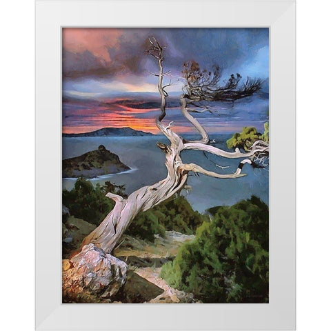 View Through Dry Tree White Modern Wood Framed Art Print by Medeiros, Celito