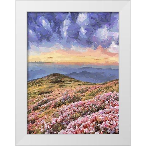 Flovers in the Mountains I White Modern Wood Framed Art Print by Medeiros, Celito