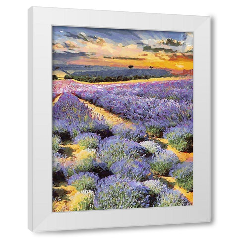 Lavender Field II White Modern Wood Framed Art Print by Medeiros, Celito