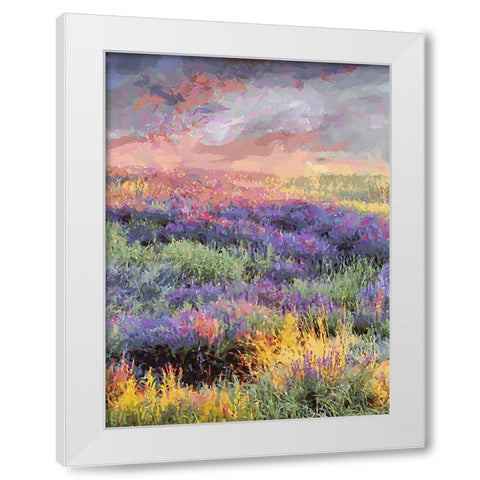 Lavender Field III White Modern Wood Framed Art Print by Medeiros, Celito