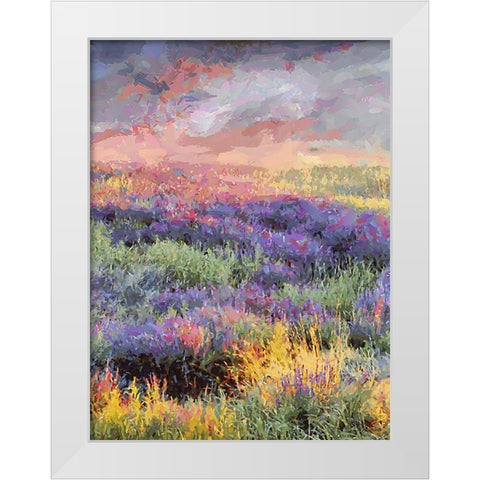 Lavender Field III White Modern Wood Framed Art Print by Medeiros, Celito
