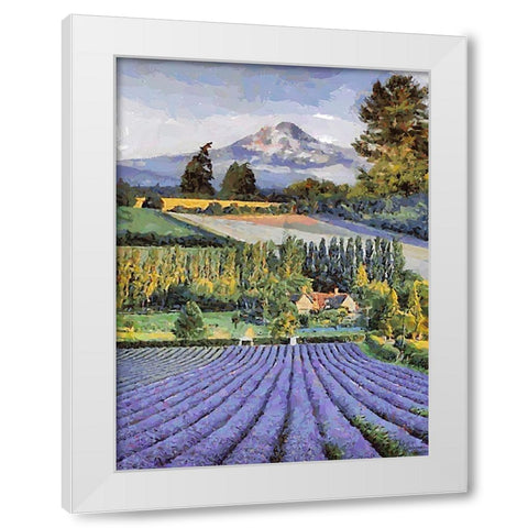 Lavender Field V White Modern Wood Framed Art Print by Medeiros, Celito