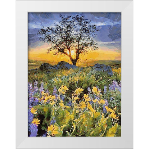Yellow and Purple Flowers II White Modern Wood Framed Art Print by Medeiros, Celito
