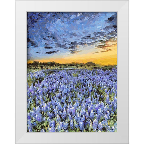 Purple Flowers White Modern Wood Framed Art Print by Medeiros, Celito