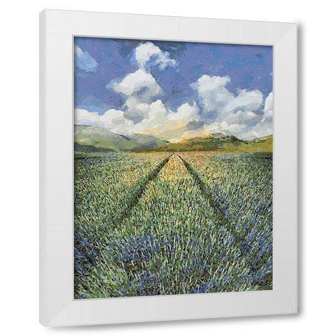 Sunset over Flowers I White Modern Wood Framed Art Print by Medeiros, Celito