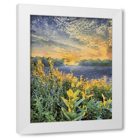 Sunset over Flowers II White Modern Wood Framed Art Print by Medeiros, Celito