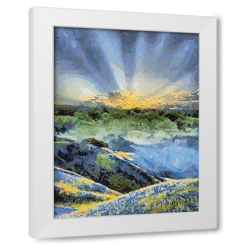 Sunset over Flowers III White Modern Wood Framed Art Print by Medeiros, Celito