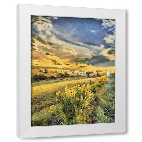 Sunset over Flowers V White Modern Wood Framed Art Print by Medeiros, Celito