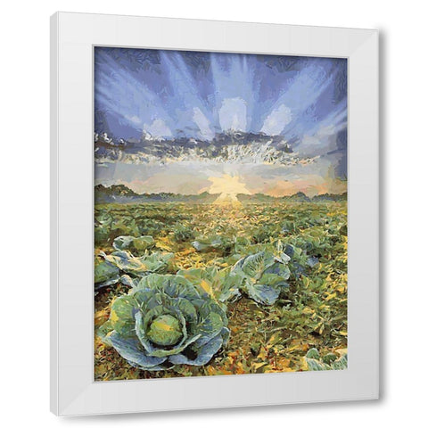 Sunset over Flowers VII White Modern Wood Framed Art Print by Medeiros, Celito