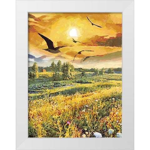 Romantic Sunset III White Modern Wood Framed Art Print by Medeiros, Celito