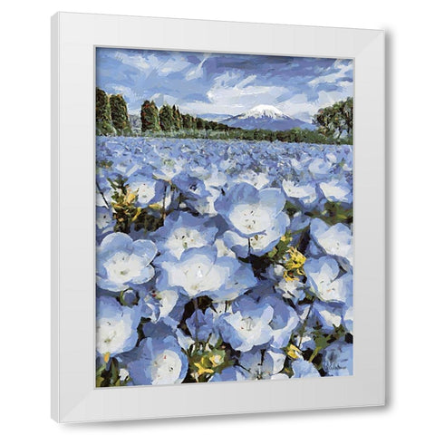 Field with Purple Flowers I White Modern Wood Framed Art Print by Medeiros, Celito