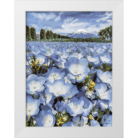 Field with Purple Flowers I White Modern Wood Framed Art Print by Medeiros, Celito