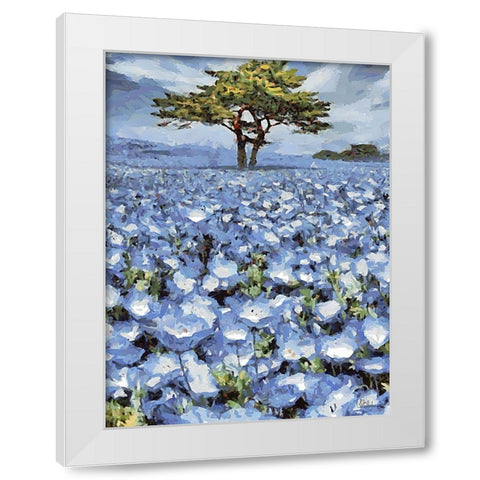 Field with Purple Flowers II White Modern Wood Framed Art Print by Medeiros, Celito