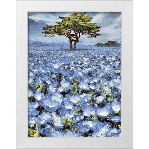 Field with Purple Flowers II White Modern Wood Framed Art Print by Medeiros, Celito
