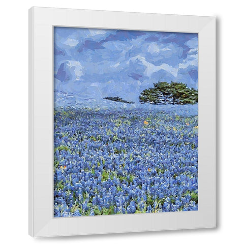Field with Purple Flowers III White Modern Wood Framed Art Print by Medeiros, Celito