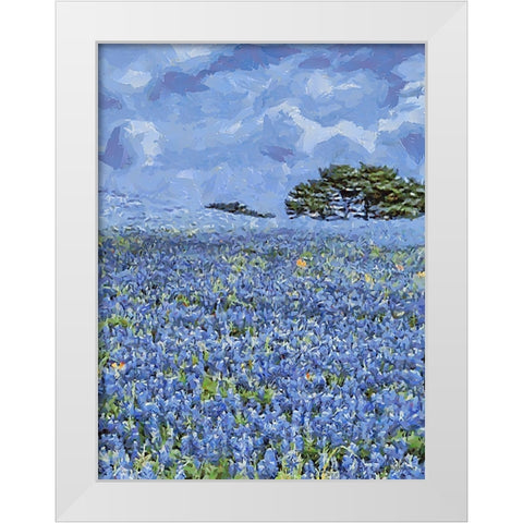 Field with Purple Flowers III White Modern Wood Framed Art Print by Medeiros, Celito