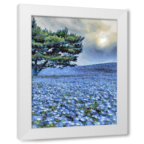 Field with Purple Flowers IV White Modern Wood Framed Art Print by Medeiros, Celito