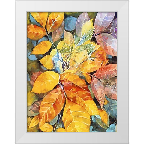 Autumn Leaves IV White Modern Wood Framed Art Print by Medeiros, Celito