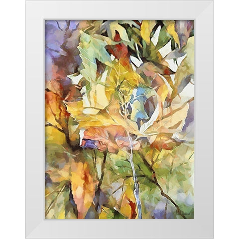 Autumn Leaves VI White Modern Wood Framed Art Print by Medeiros, Celito