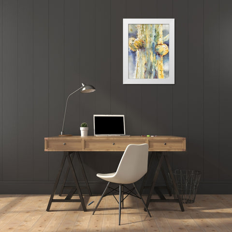 Cactus III White Modern Wood Framed Art Print by Medeiros, Celito