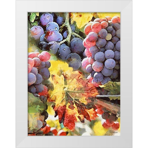 Grapes IV White Modern Wood Framed Art Print by Medeiros, Celito