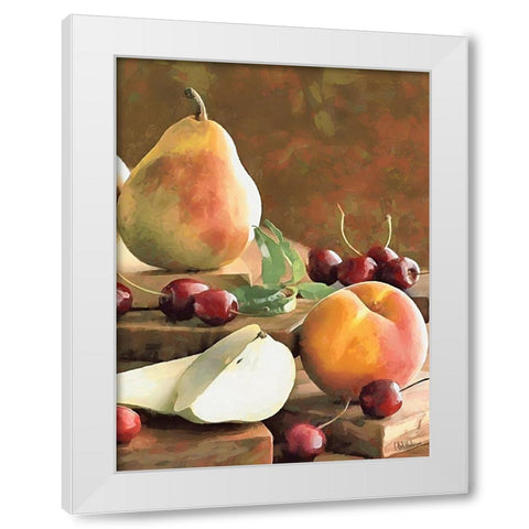 Pears and Cherry White Modern Wood Framed Art Print by Medeiros, Celito