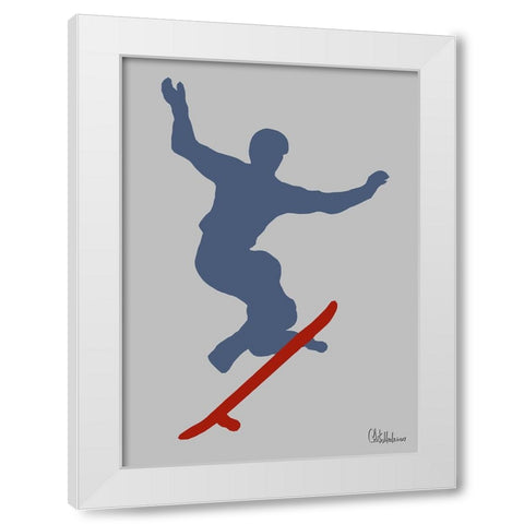 Red Skateboard White Modern Wood Framed Art Print by Medeiros, Celito