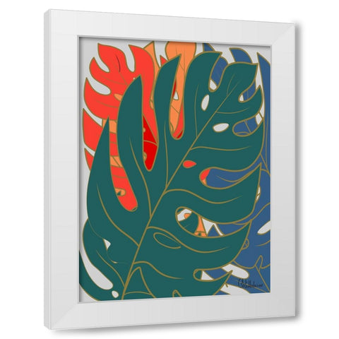 Colorful Leaves II White Modern Wood Framed Art Print by Medeiros, Celito