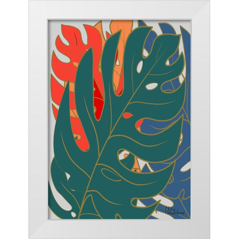 Colorful Leaves II White Modern Wood Framed Art Print by Medeiros, Celito
