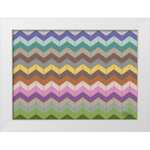 A Game with Abstract Shapes L White Modern Wood Framed Art Print by Medeiros, Celito