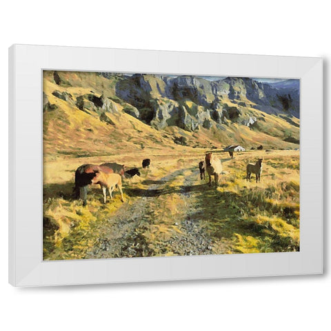 Beautiful nature in Iceland VIII White Modern Wood Framed Art Print by Medeiros, Celito