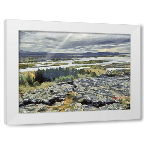 Beautiful nature in Iceland XLVIII White Modern Wood Framed Art Print by Medeiros, Celito