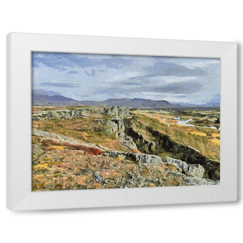Beautiful nature in Iceland LVIII White Modern Wood Framed Art Print by Medeiros, Celito
