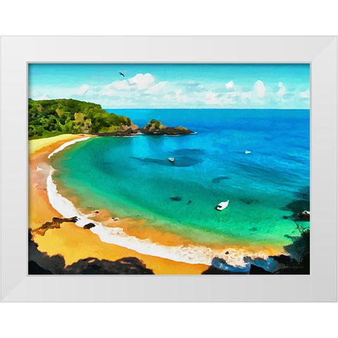 Blue Bay White Modern Wood Framed Art Print by Medeiros, Celito